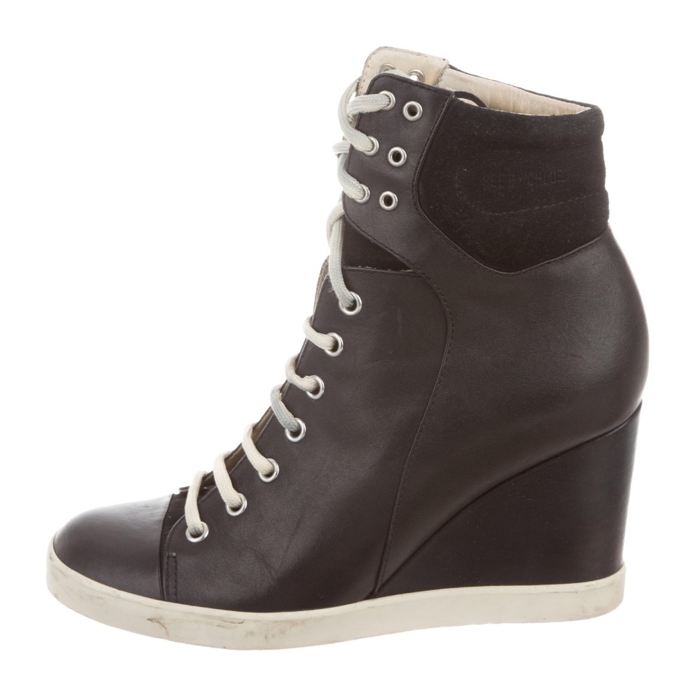 Rare See by Chloe Leather Wedge Sneakers